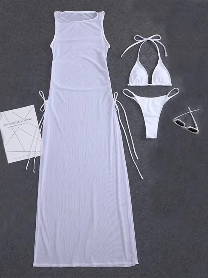 Ensemble de 3 bikinis string 2026 pour femmes avec robe