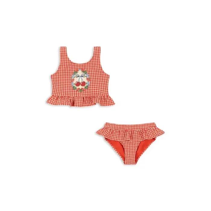 Cherry Grid Deux Pièces Crème Solaire Maillot De Bain Maillots De Bain Pour Enfants pour Filles Bébé Fille Maillots De Bain Bikinis Bebe Natation Maillots De Bain Pour Enfants