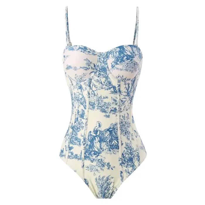 Strppy imprimé maillot de bain une pièce avec robe de plage 2026 femmes Sexy Push Up maillots