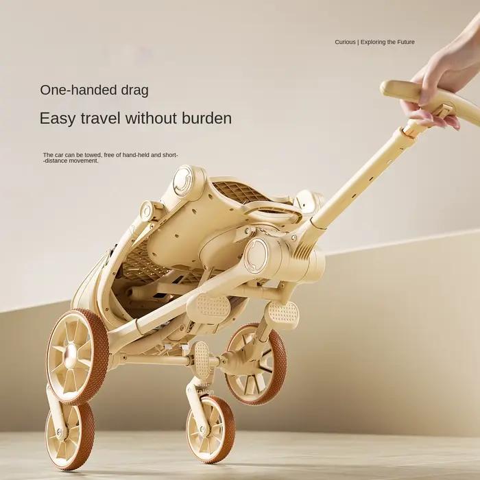 Poussette pour bébés, peut s'asseoir ou s'allonger, légère, pliage en un clic, poussette pour enfants à vue dégagée avec plateau et repose-pieds
