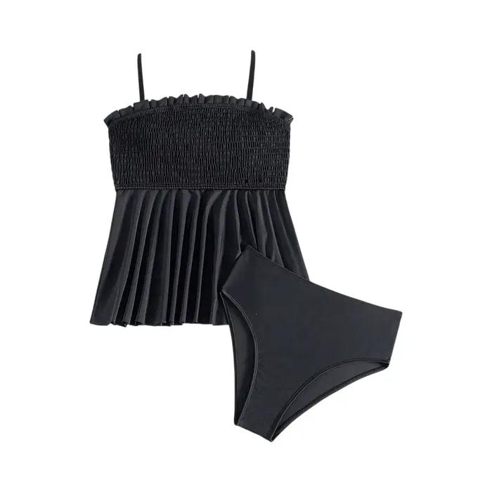 Ensemble Tankini 2 Pièces Uni Grande Taille pour Femme