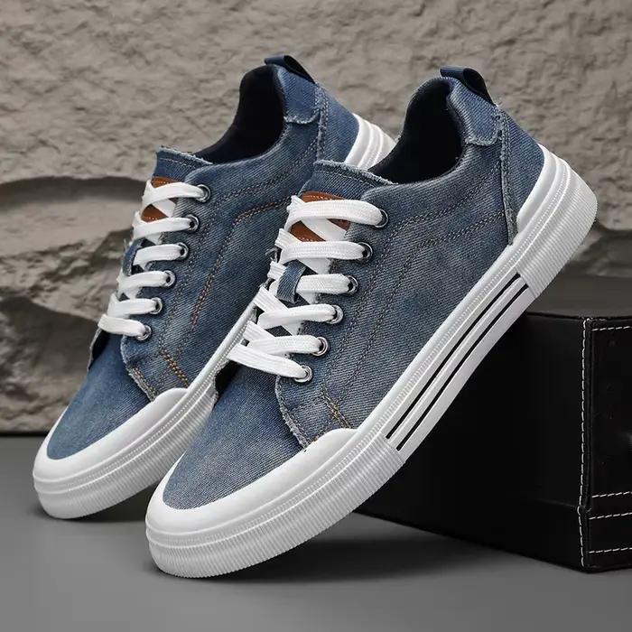 Hommes grande taille 47 48 toile bleue à lacets mode sport décontracté baskets étudiant garçons tennis chaussures confortables