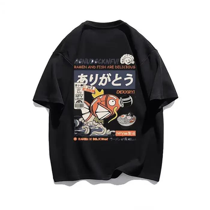 T-shirts à manches courtes imprimés pour hommes et femmes de rue d'anime japonais, T-shirts en coton de mode décontractée hip-hop taille européenne haut rond