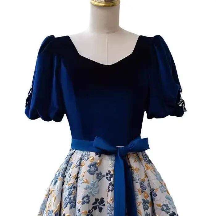 Robes de soirée longues à lacets dans le dos, manches courtes, ligne a, robe de bal en Satin, robe formelle