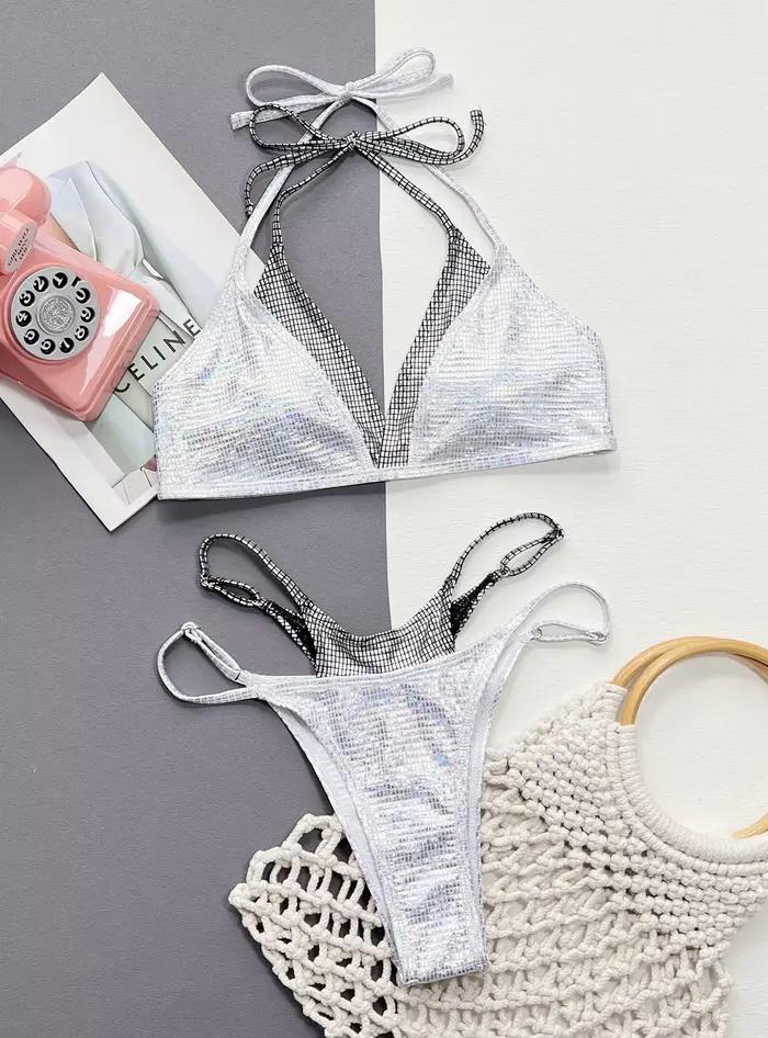 Femmes deux pièces maillot de bain Sexy Bikini Bling maillots
