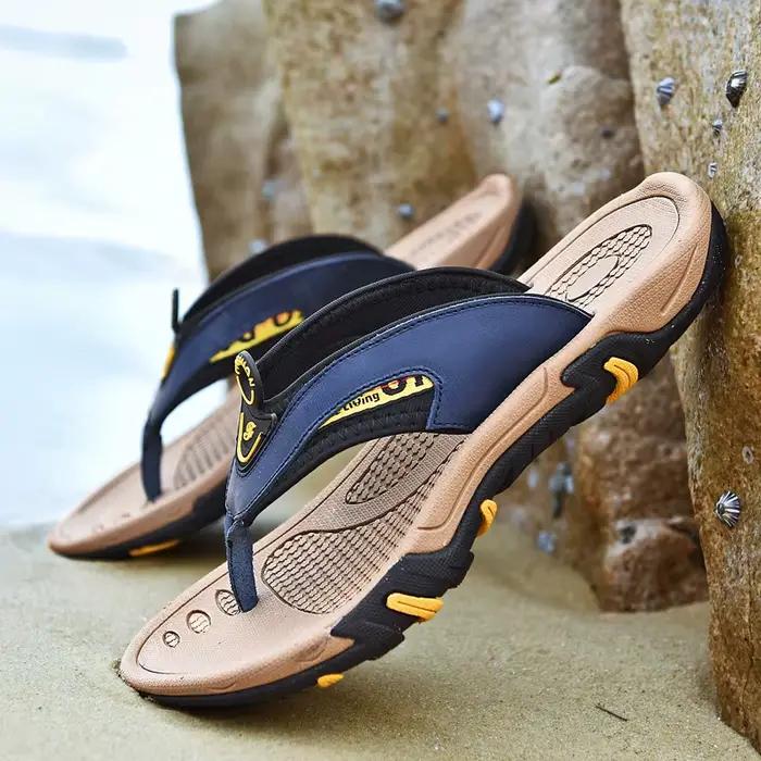 Mayba-Pantoufles de plage d'été pour hommes, tongs en cuir, chaussures décontractées, taille 38-45
