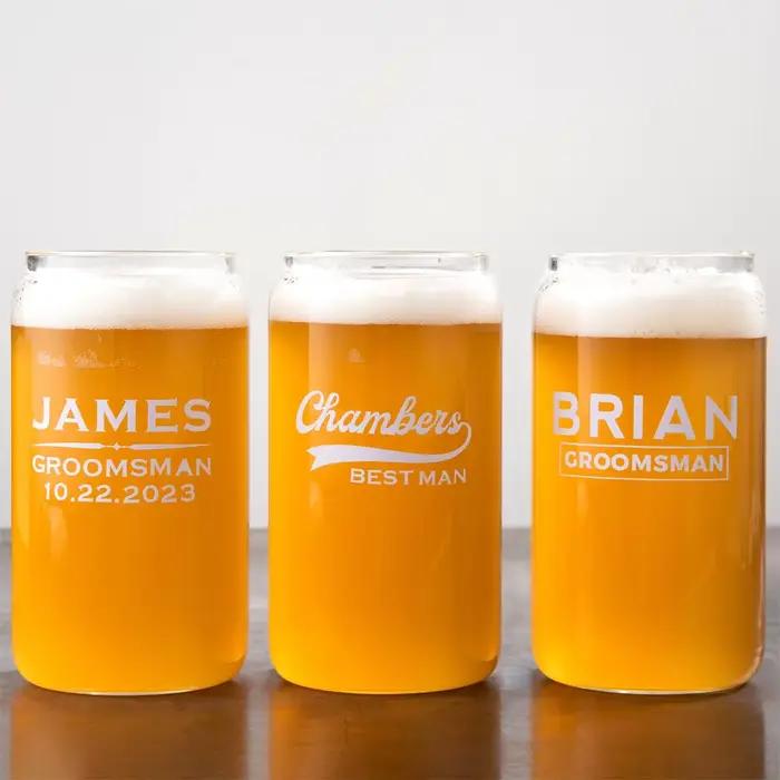 Standard de bière personnalisé pour la fête de mariage, verres de bar pour lui, cadeaux de GroomTIME, cadeau de meilleur homme, cadeaux d'enterrement de vie de garçon