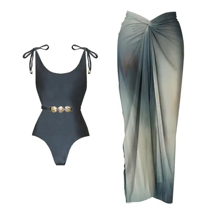 2026 Ensemble de maillot de bain 2 pièces push-up avec jupe longue