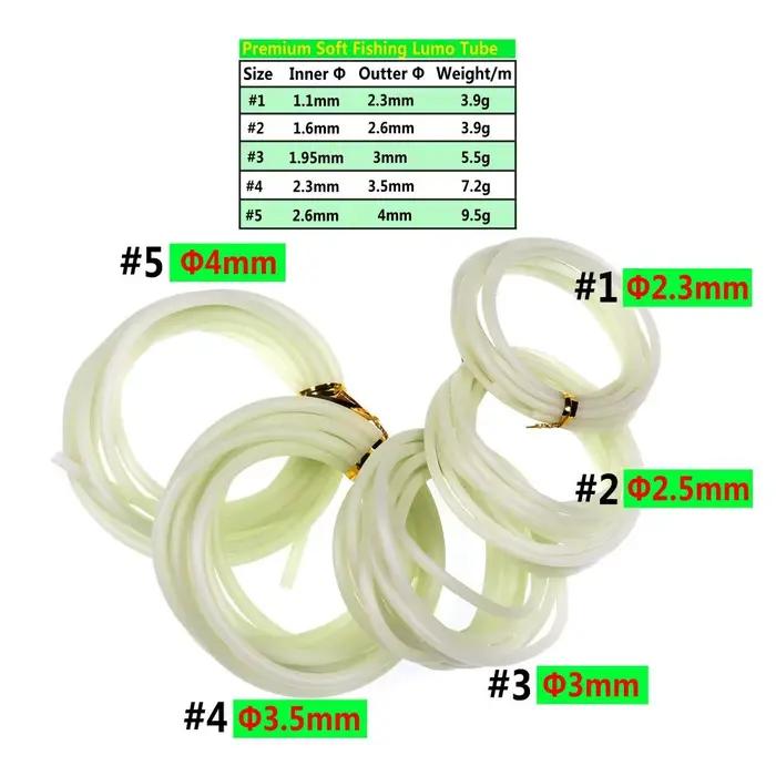 Tubes de protection lumineux en silicone pour la pêche, 5 tailles, pour la pêche légère