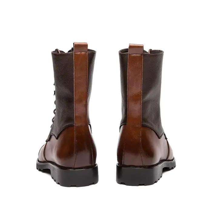Mayba-Bottes en cuir à talons bas pour hommes, coordonnantes, pointues, Parker, à lacets, chaussures décontractées, extérieur, rétro, hiver, taille 38-48
