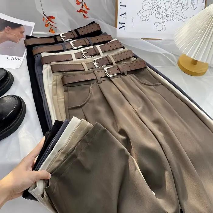 Costume taille haute pour femmes, pantalon élégant, 5 couleurs unies, avec poches, décontracté, pour le bureau, printemps été