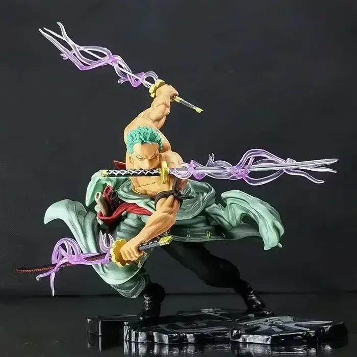 Figurines d'anime One Piece Three Thousand World Zoro, modèle Pop Three-Knife Flow, ornements de cadeau d'anniversaire, jouets à collectionner