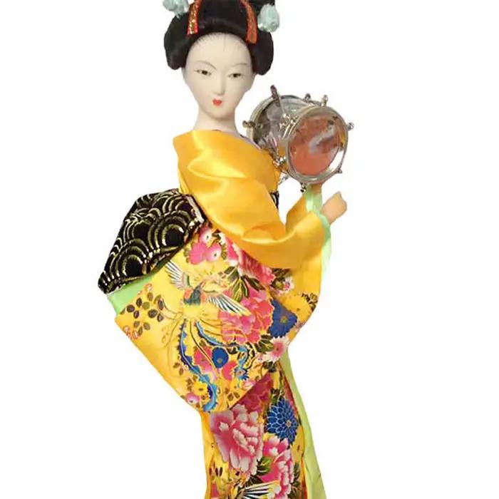 Statue de Fille Japonaise de 9 Pouces, Geisha Kabuki, Autoportante financièrement, Prairie, Poupées Kimono pour Table d'Étagère, Décoration de Maison et de Bureau