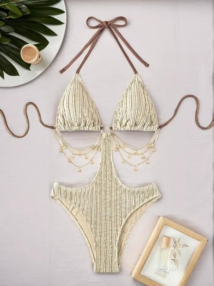 Maillot de bain une pièce sexy push-up évidé pour femme