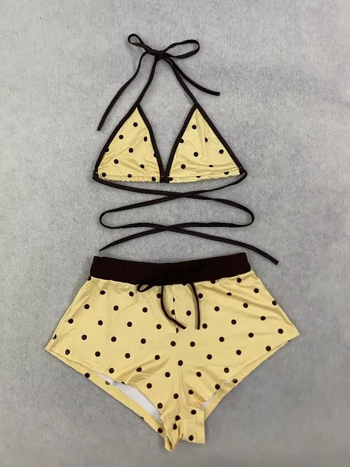 Ensemble bikini brésilien à pois pour femme