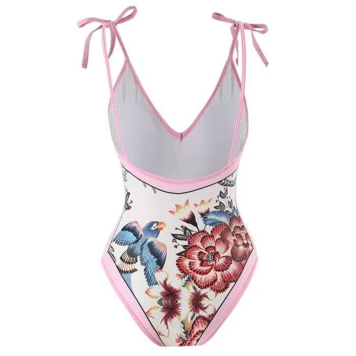 Maillot de bain une pièce avec jupe, sexy, imprimé oiseau et fleur, pour femmes, body, baigné, plage, piscine, 2024