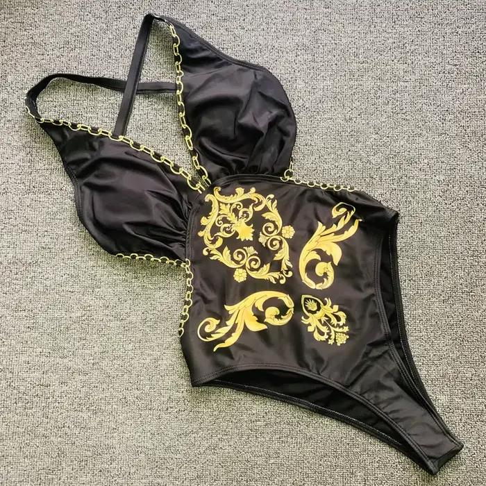 Femmes vêtements de plage maillot de bain Sexy nouveau imprimé doré une pièce