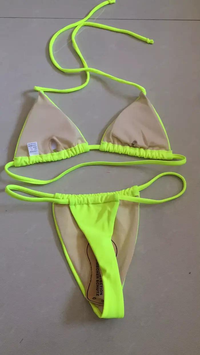 Maillot de bain brésilien jaune fluo pour femmes, ensemble bikini sexy 2024 ajustement parfait polyester élasthanne occaions plage été dynamique