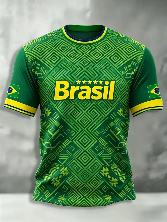 Nouveau Maillot de Foot Brésil 2026 T-shirt Équipe Nationale Brésilienne Col Rond Oversize Décontracté Streetwear Vêtements Homme