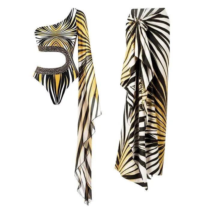 Maillot de bain une pièce print pour femmes occassions plage fête bain de soleil triangle haut elasthanne polyester