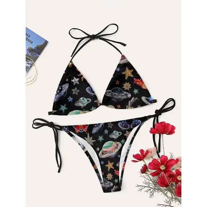 Femmes Sexy Océan ​ Coquillage imprimé Bikini Cupshe bretelles taille haute maillots de bain séchage rapide plage