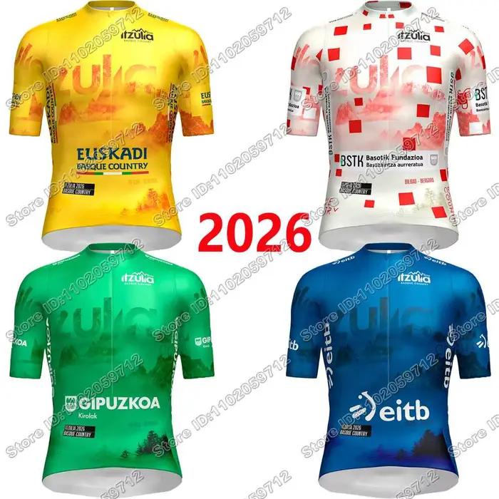 Maillot de cyclisme Itzulia Basque Country 2026 à manches courtes, vêtements de cyclisme d'été, jaune, bleu, vert, pour vélo de route, hauts de cyclisme