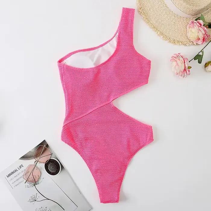 Maillot de bain à une pièce sexy avec détails découpés pour femmes, couleurs unies, nouveau design 2022泳池泳装女性一款泳衣设计性感裁剪细节女式泳装2022新款