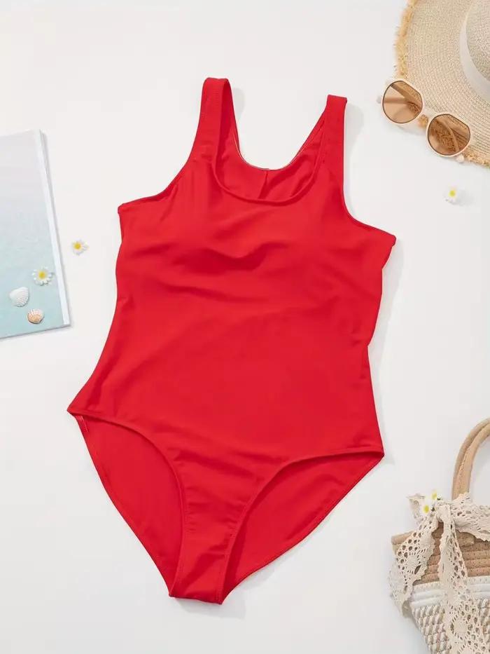 Maillot de bain une pièce rouge pour femme