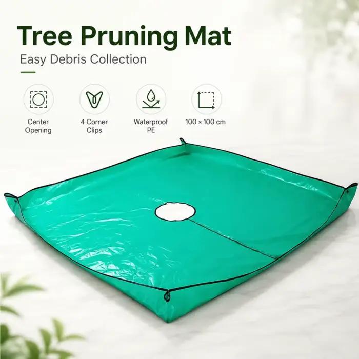 Tapis de jardinage en PE imperméable pour la coupe d'arbres, avec boucles d'angle, pour le ramassage des débris et la taille des plantes