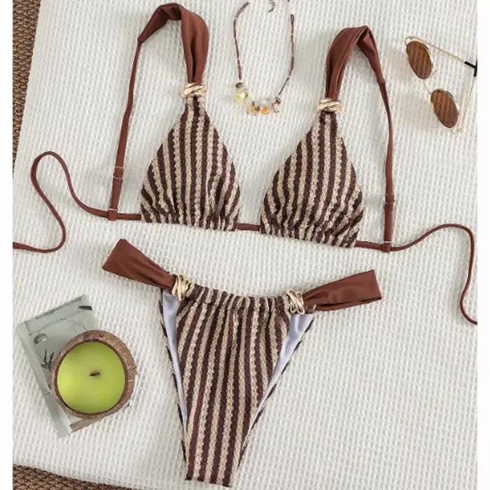 Maillot de bain bikini rayé pour femme