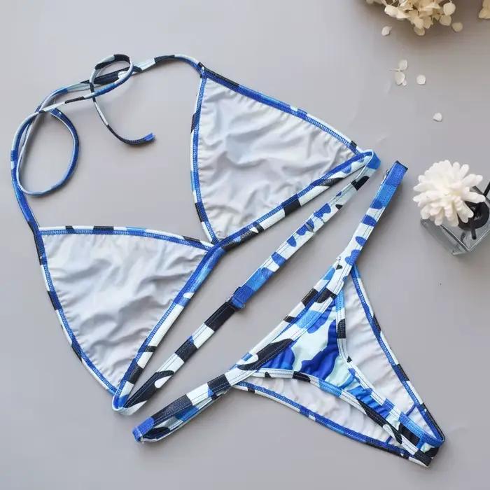 Circyy Bikini ensemble femmes Sexy Camouflage maillot de bain deux pièces tongs dos nu