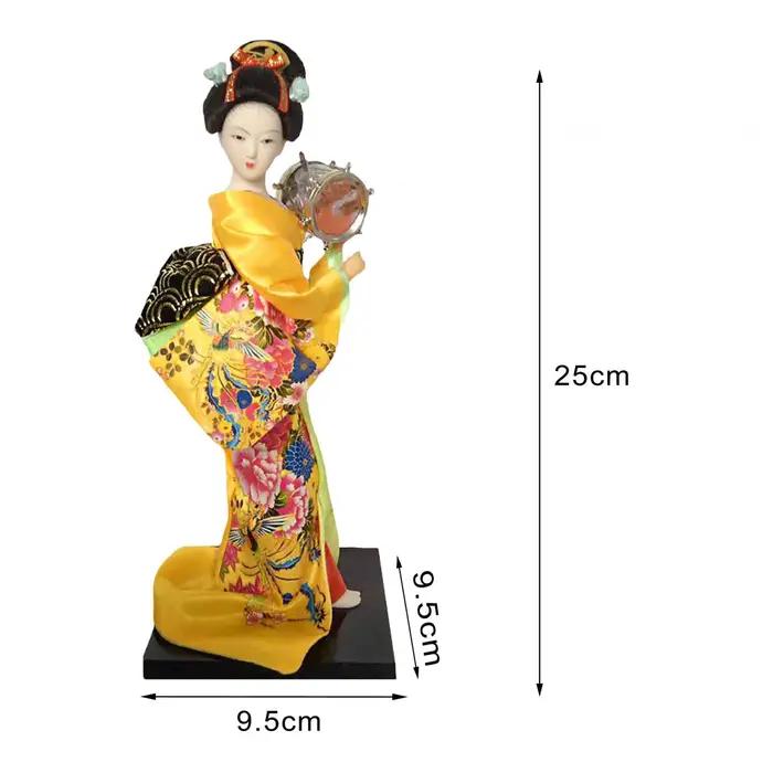 Statue de Fille Japonaise de 9 Pouces, Geisha Kabuki, Autoportante financièrement, Prairie, Poupées Kimono pour Table d'Étagère, Décoration de Maison et de Bureau