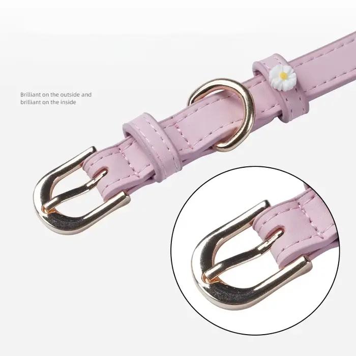 Collier en cuir PU pour animal de compagnie, accessoires mignons pour chien, ULde traction en alliage, boucle de cou pour chat, nounours et schnauzer, détruire et décorer