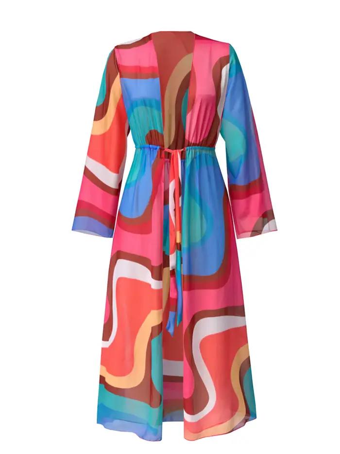 Maillot de bain une pièce sexy et coloré pour femme avec paréo de plage