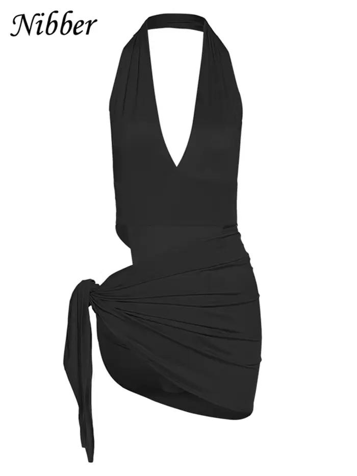 Nibber-Bikini sexy pour femme, maillot de bain basique, costume de batterie, jupes, ensemble 2 pièces, vêtements de plage, vêtements de vacances, 2021