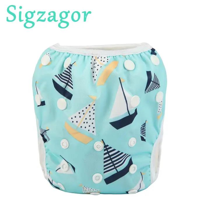 [Sigzagor] 1 grand grand couche de bain pantalon maillot de bain taille unique tout en un réutilisable bébé fille garçon enfant en bas âge 18lbs-49lbs 8kg-22kg
