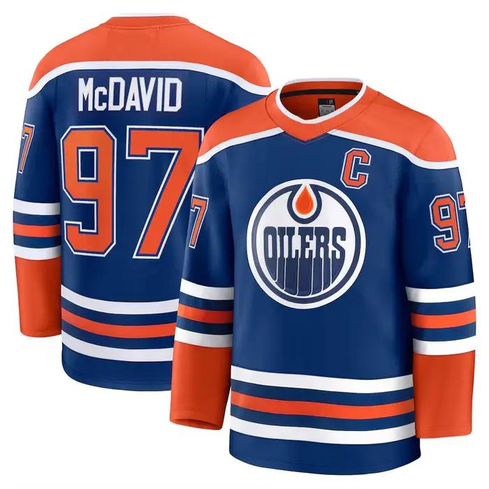 Maillot de hockey Oilers, tenue de sport, maillot y2k, sweat-shirt unisexe à manches longues et col en v, noms et numéros personnalisés