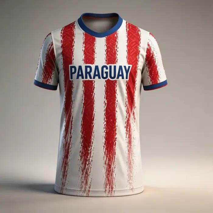 Nouveau maillot de football du Paraguay été 2026 pour homme, vintage, rayé rouge et blanc, col ras du cou, t-shirt de football pour fans, uniforme d'entraînement sportif