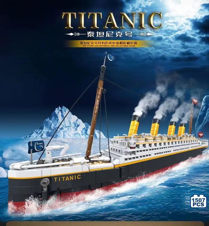 1507 pièces nouveau modèle créatif Titanic à grande échelle ensemble de blocs de construction, défi adulte énorme modèle de bateau de croisière Titanic jouets de construction
