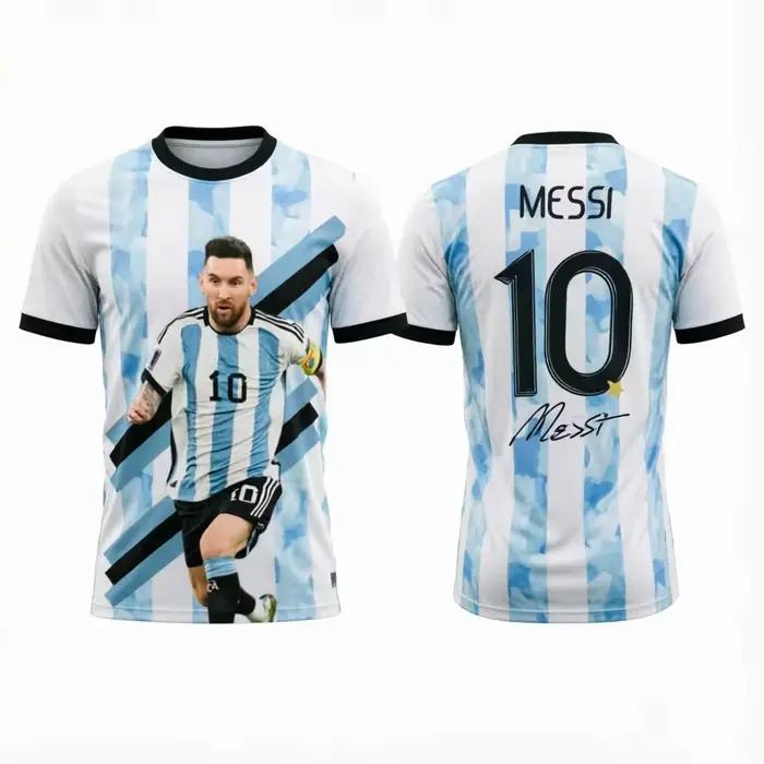 Maillot de football Messi Argentine pour hommes, t-shirt pour femmes, haut pour garçons, t-shirt pour enfants, t-shirt à manches courtes à séchage rapide pour enfants et parents