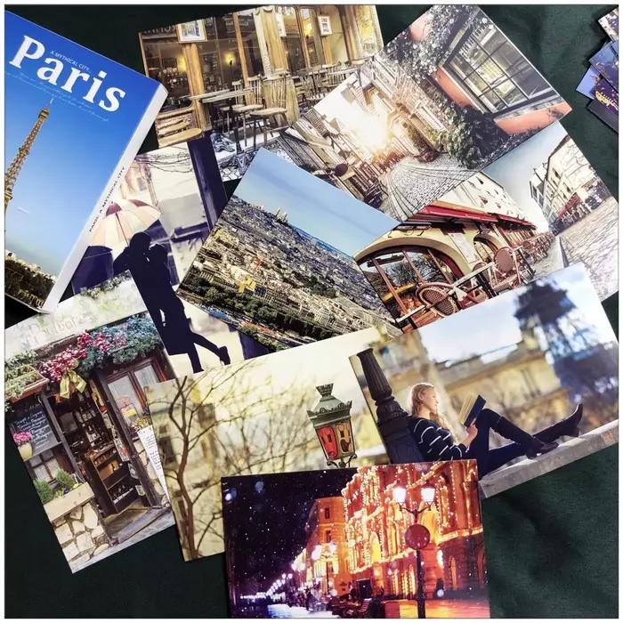 ‌ Ensemble de 30 cartes postales de voyage à Paris - Cartes de vœux avec vue sur la Tour Eiffel et la Seine - Cadeaux romantiques de voyage