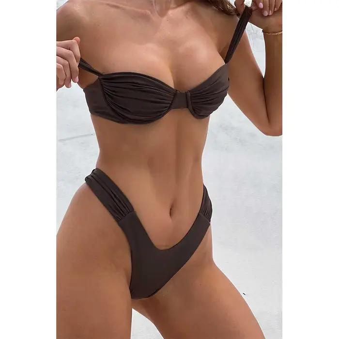 Micro bikinis solides, maillots de bain sexy pour femmes