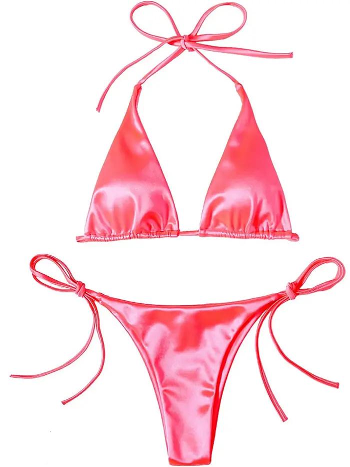 Maillot de bain brésilien sexy en satin à 13 couleurs pour femme