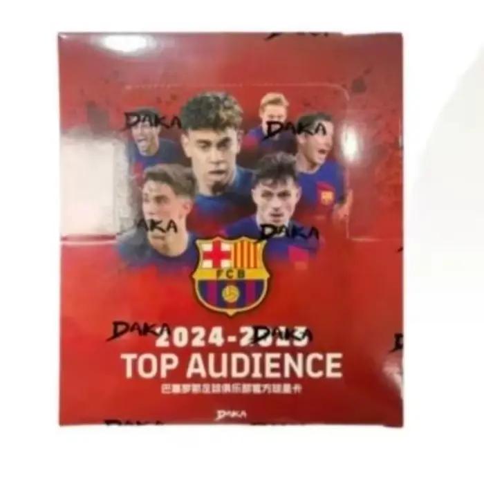Maillots d'équipe authentiques DAKA Top Audience 2024-2025 Barcelone & Real Madrid avec cartes autographiées et logos des joueurs.