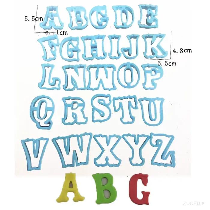 26 pièces/ensemble grande lettre anglaise emporte-pièce moules A-Z majuscule Alphabet Biscuit Fondant gaufreur timbres bricolage mot gâteau décoration
