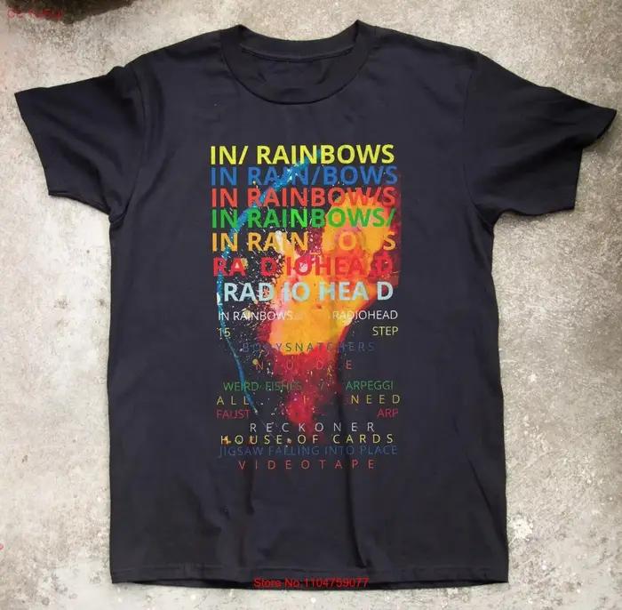 Radiohead In Rainbows Album T-shirt noir taille S 5XL vintage lavé élégant confortable doux graphique haut pour un usage quotidien