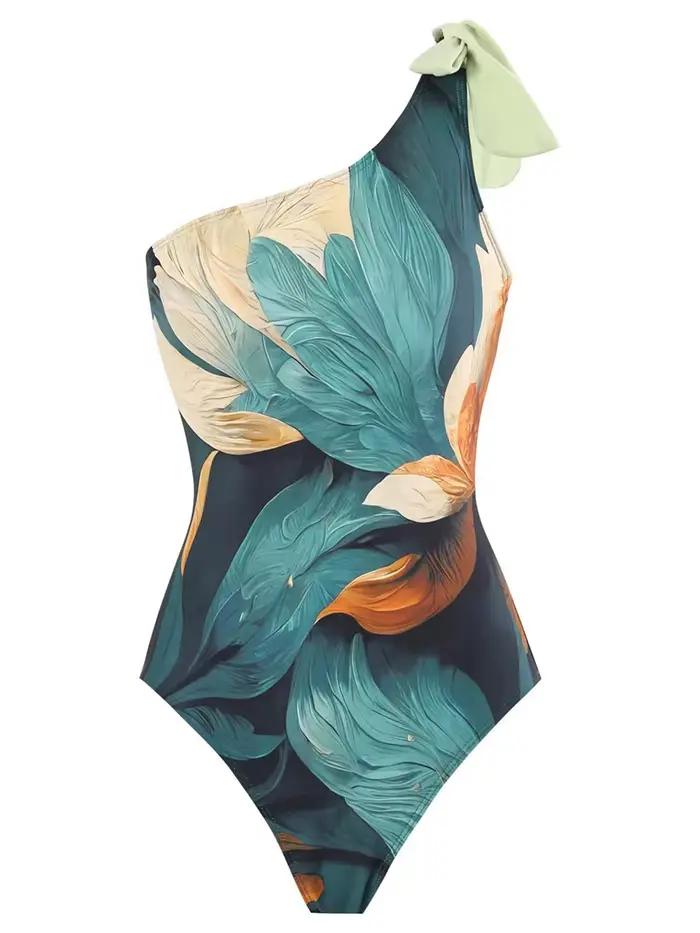 Maillot de bain asymétrique 2026 avec jupe longue