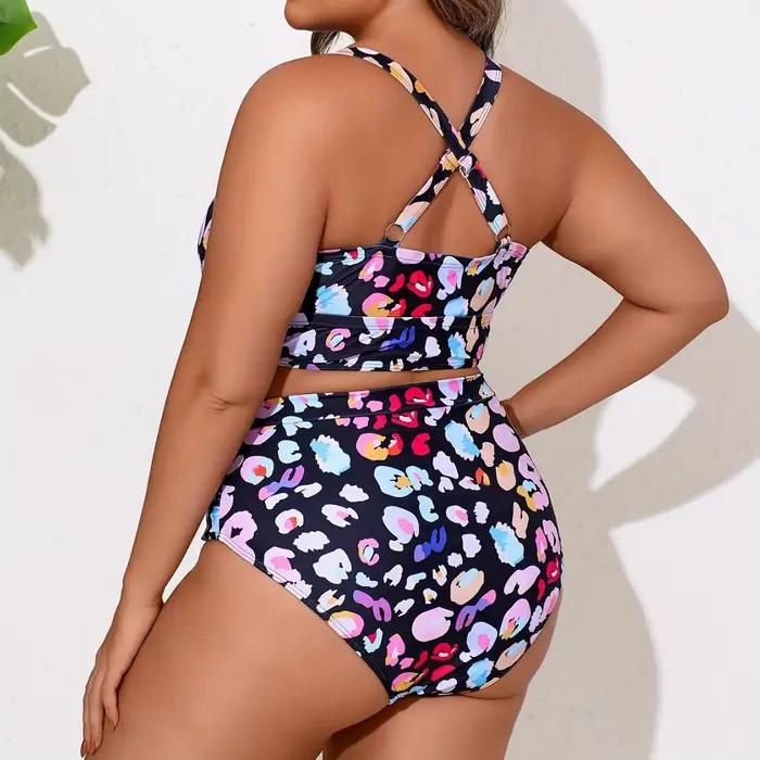 Maillot de bain grande taille taille haute pour femme