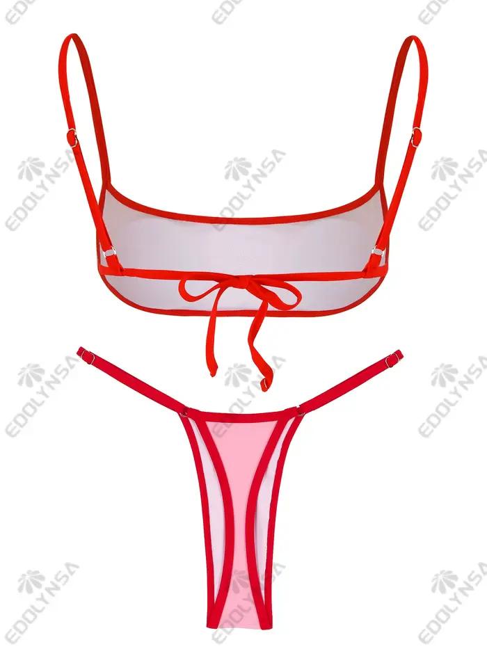 Bikini de plage haut de gamme bloc couleur sexy fille avec rembourrage et bandage pour femmes occasions spéciales et vacances