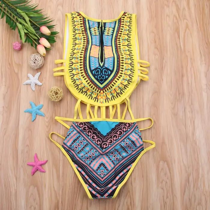 Femmes ethnique Floral une pièce maillot de bain africain